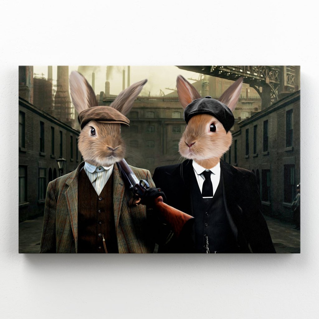 Pet Portraits | The 2 Brothers (Peaky Blinders Inspired): Animal Art Canvas | Paw & Glory
