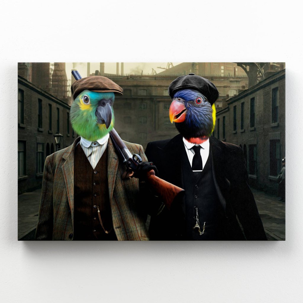 Pet Portraits | The 2 Brothers (Peaky Blinders Inspired): Animal Art Canvas | Paw & Glory
