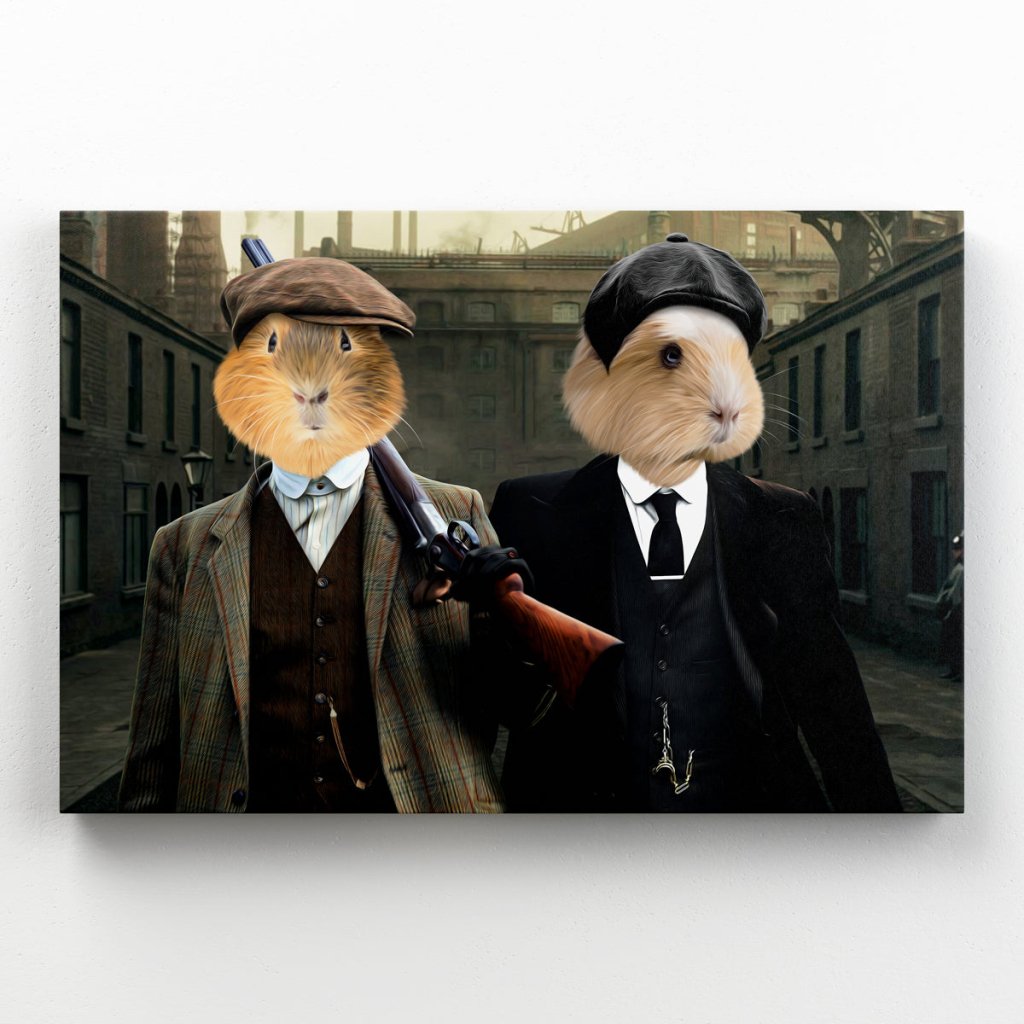 Pet Portraits | 1920s Gangster Duo: Animal Art Canvas | Paw & Glory