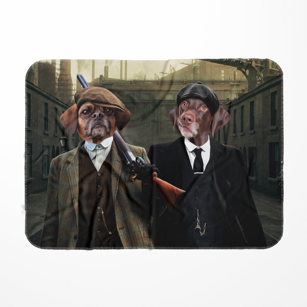 Pet Portraits | The 2 Brothers (Peaky Blinders Inspired): Custom Pet Blanket | Paw & Glory