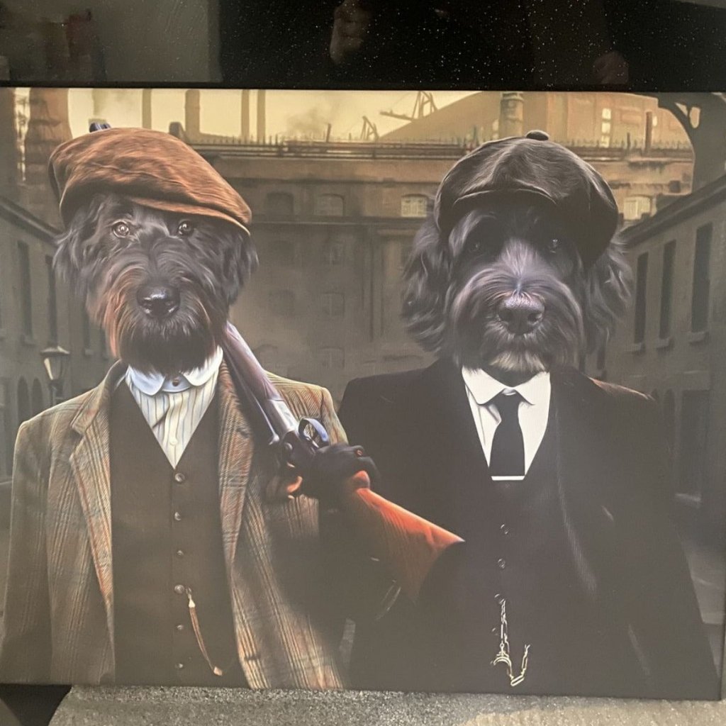 Pet Portraits | The 2 Brothers (Peaky Blinders Inspired): Custom Pet Canvas | Paw & Glory