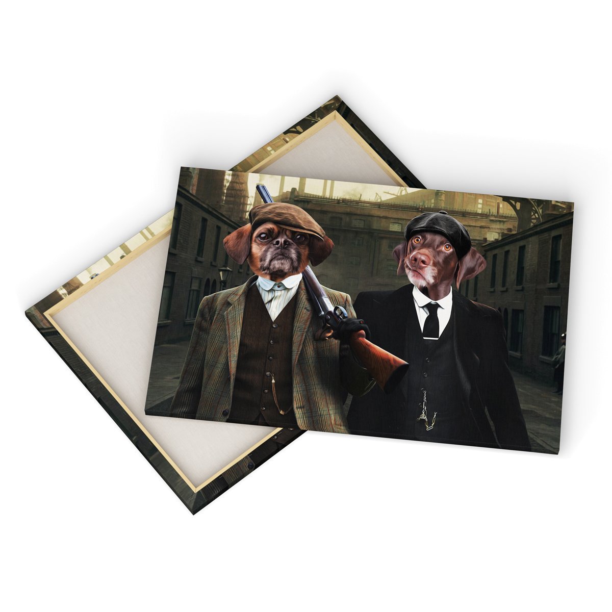 Pet Portraits | The 2 Brothers (Peaky Blinders Inspired): Custom Pet Canvas | Paw & Glory