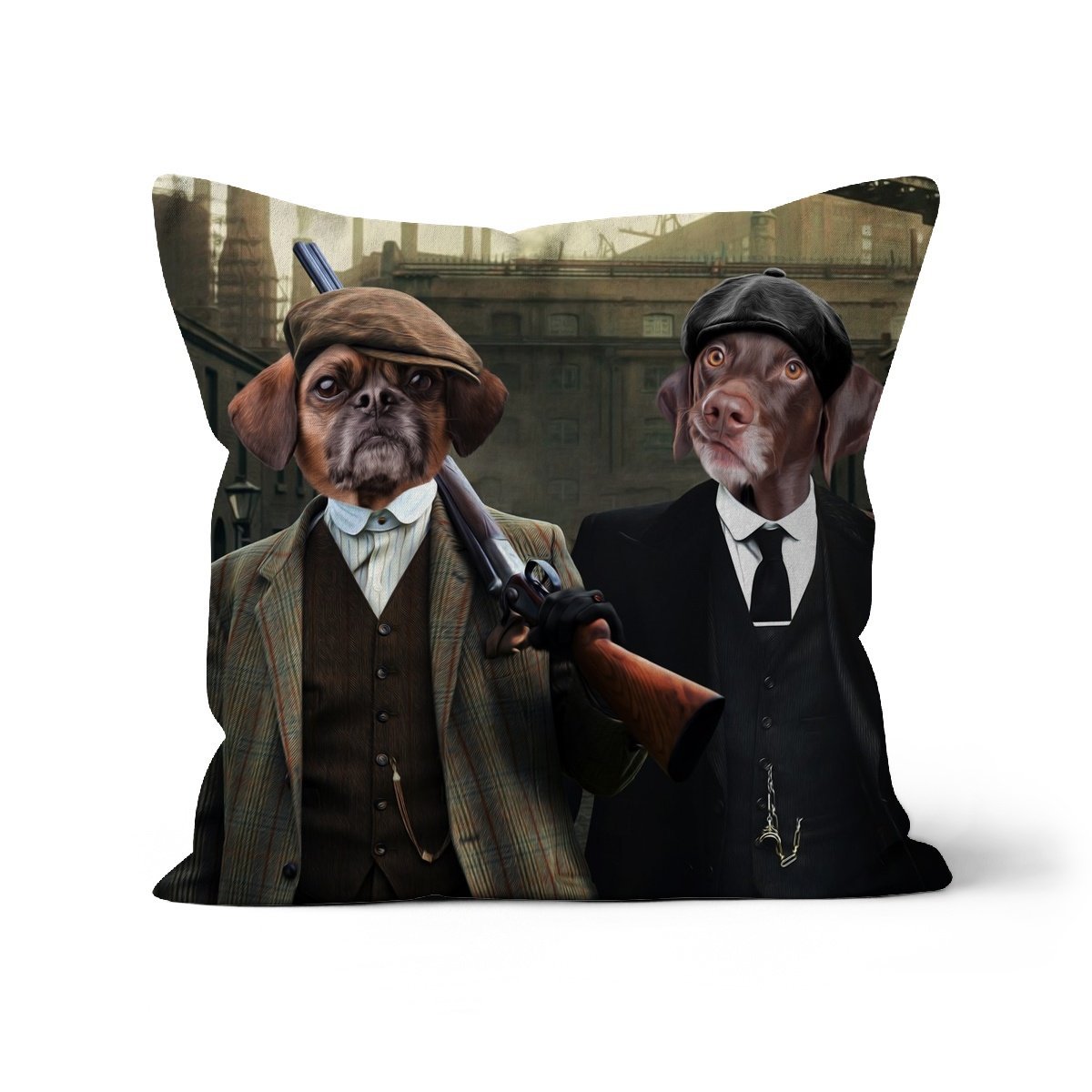 Pet Portraits | The 2 Brothers (Peaky Blinders Inspired): Custom Pet Pillow | Paw & Glory