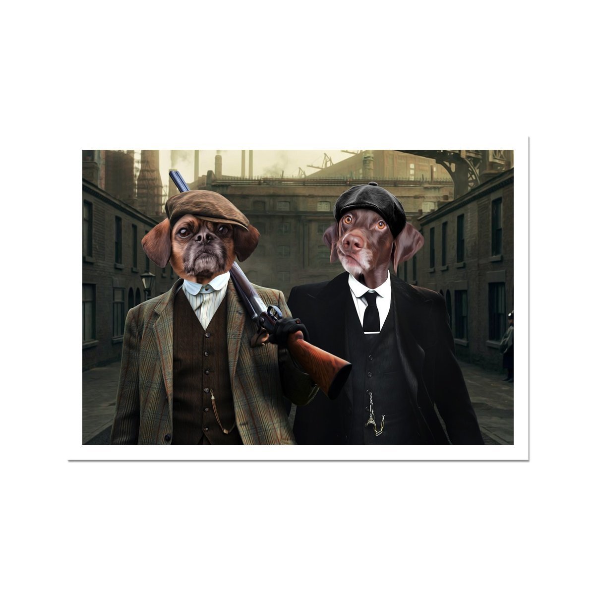 Pet Portraits | The 2 Brothers (Peaky Blinders Inspired): Custom Pet Portrait | Paw & Glory
