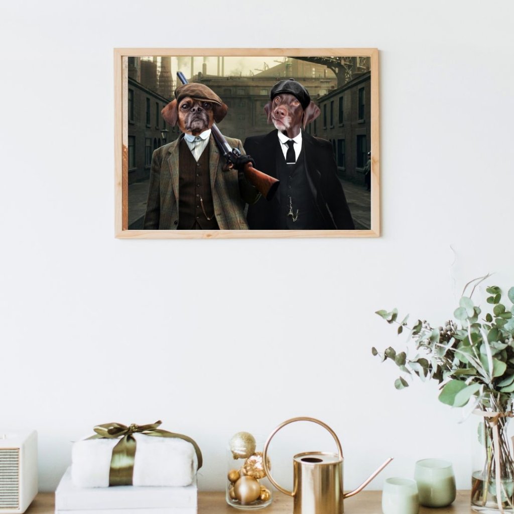 Pet Portraits | The 2 Brothers (Peaky Blinders Inspired): Custom Pet Portrait | Paw & Glory