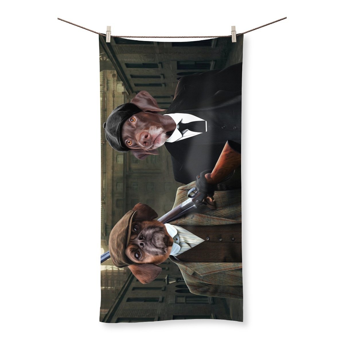 Pet Portraits | The 2 Brothers (Peaky Blinders Inspired): Custom Pet Towel | Paw & Glory