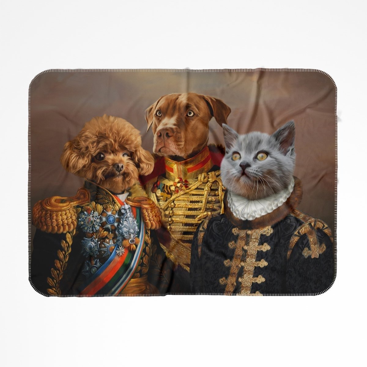 Pet Portraits | The 3 Brothers In Arms: Custom Pet Blanket | Paw & Glory