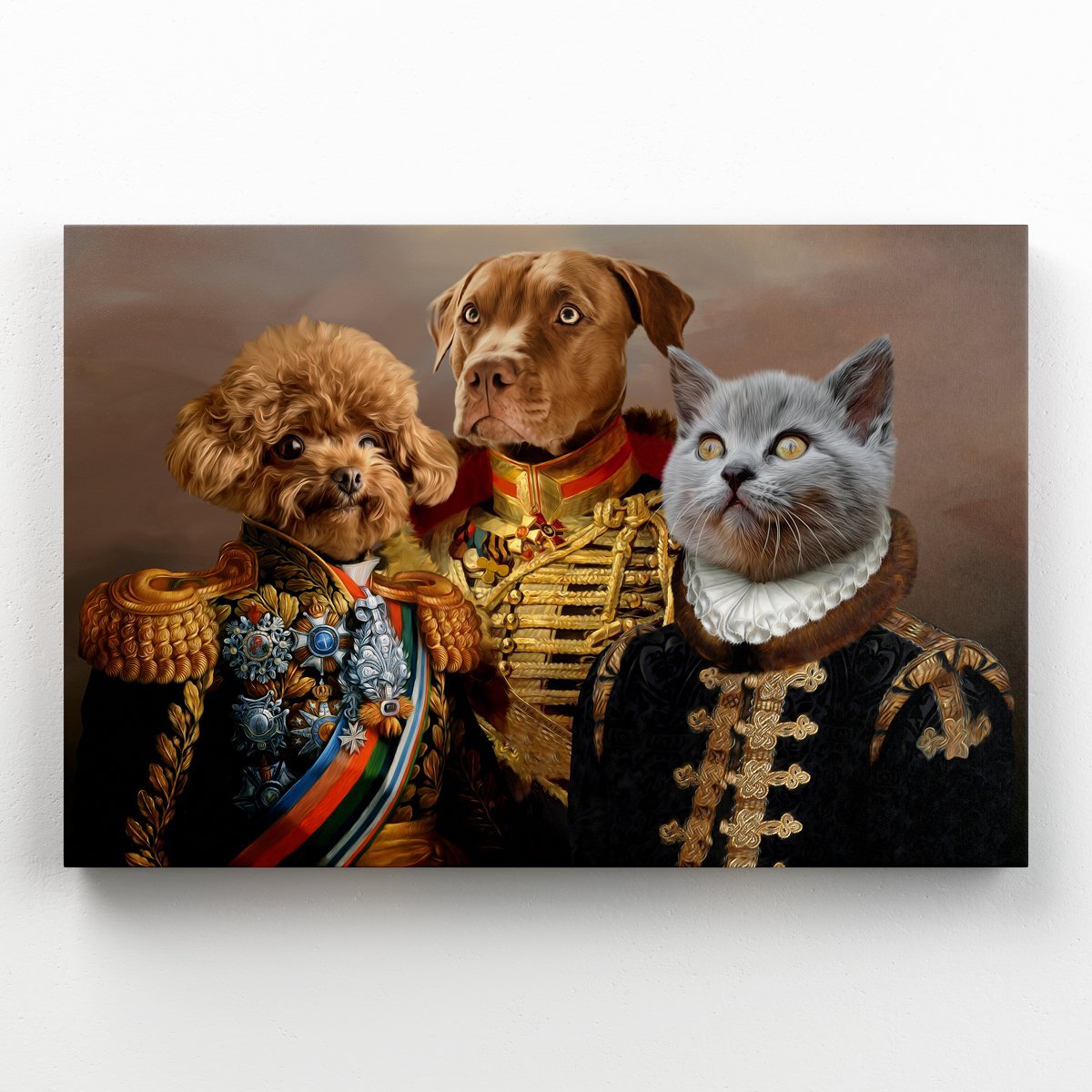 Pet Portraits | The 3 Brothers In Arms: Custom Pet Canvas | Paw & Glory