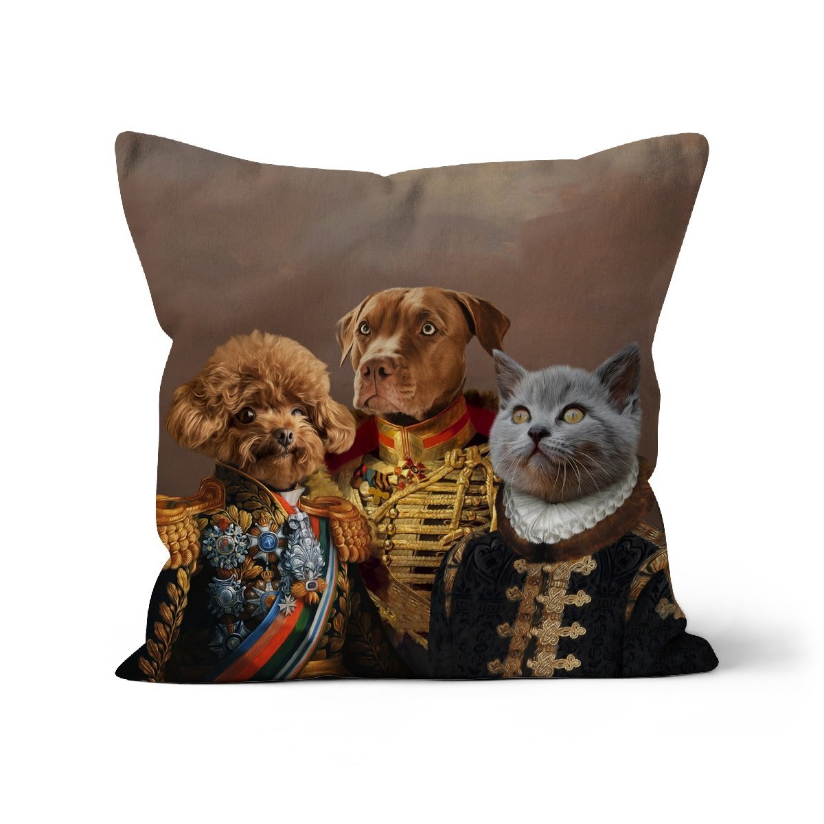 Pet Portraits | The 3 Brothers In Arms: Custom Pet Pillow | Paw & Glory