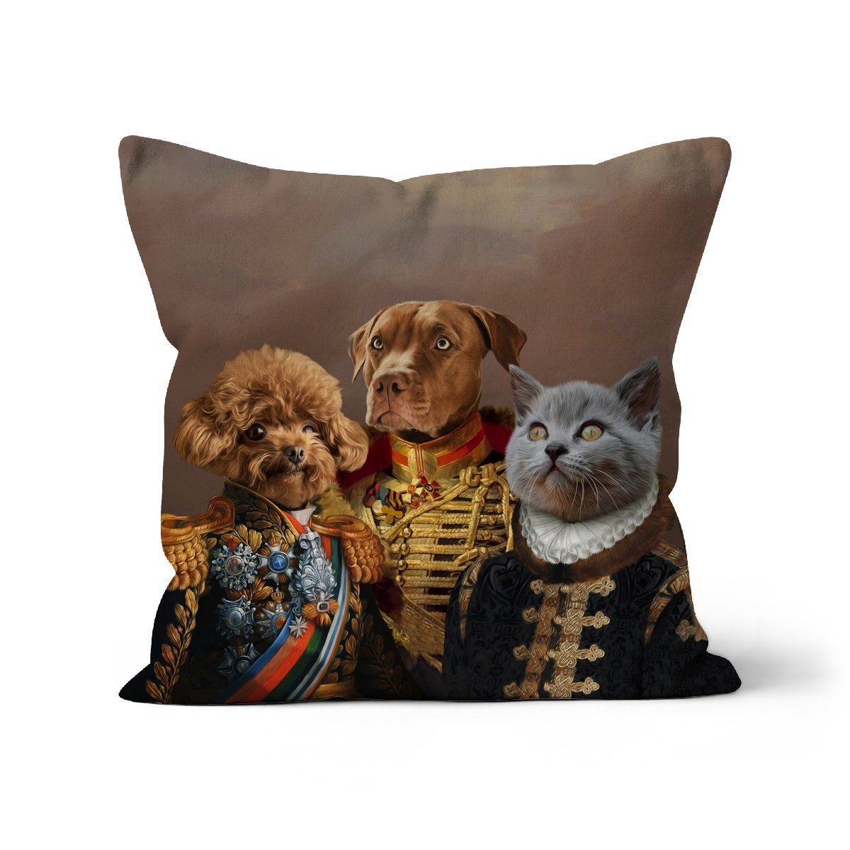 Pet Portraits | The 3 Brothers In Arms: Custom Pet Pillow | Paw & Glory
