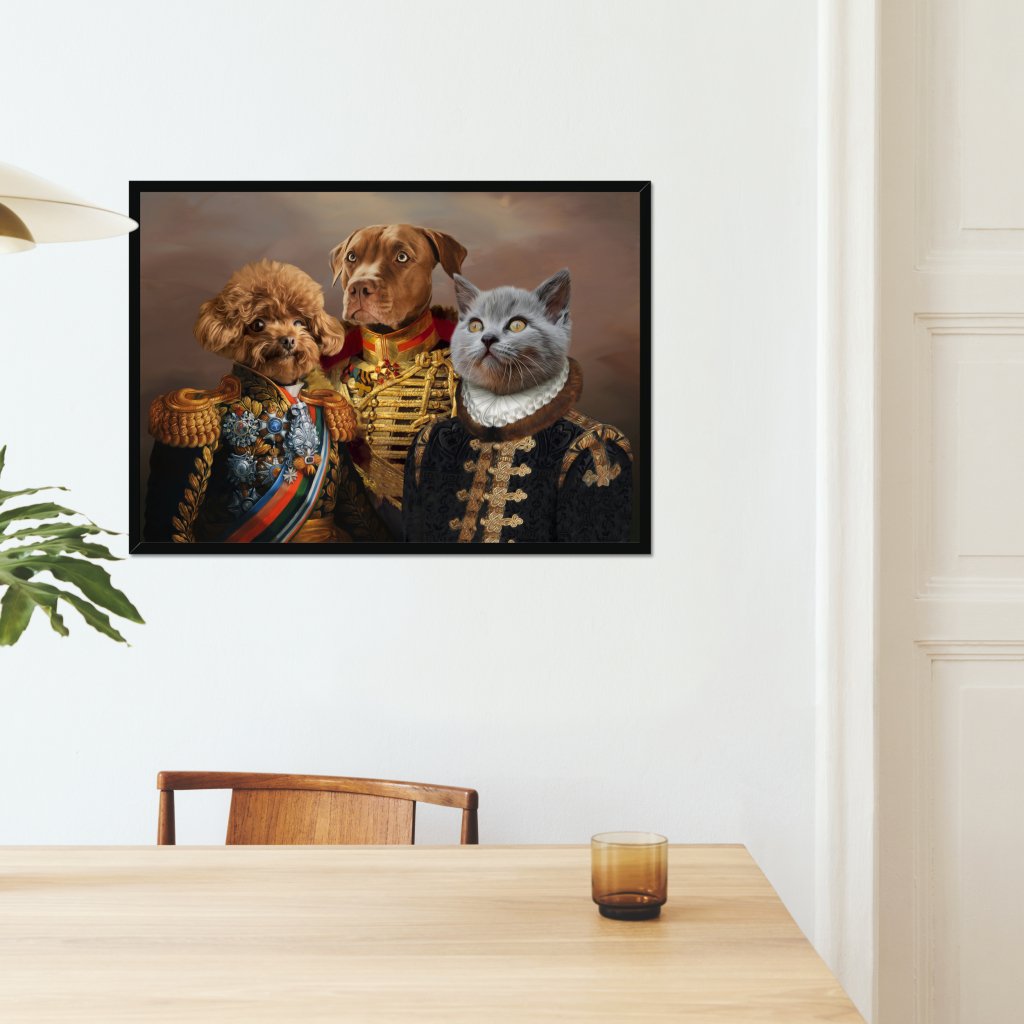 Pet Portraits | The 3 Brothers In Arms: Custom Pet Portrait | Paw & Glory