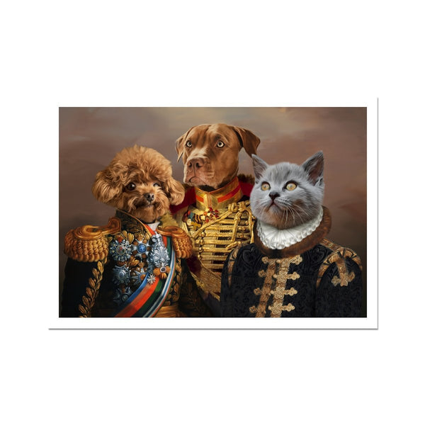 The 3 Brothers In Arms: Custom Pet Poster | royal pet portrait | Paw & Glory