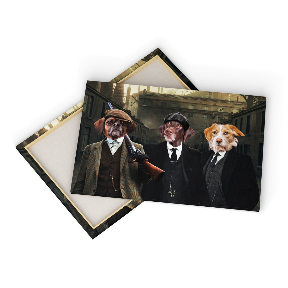 Pet Portraits | The 3 Brothers (Peaky Blinders Inspired): Custom Pet Canvas | Paw & Glory