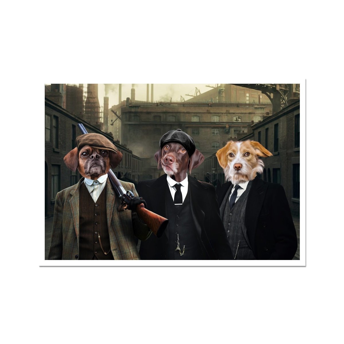 Pet Portraits | The 3 Brothers (Peaky Blinders Inspired): Custom Pet Poster | Paw & Glory