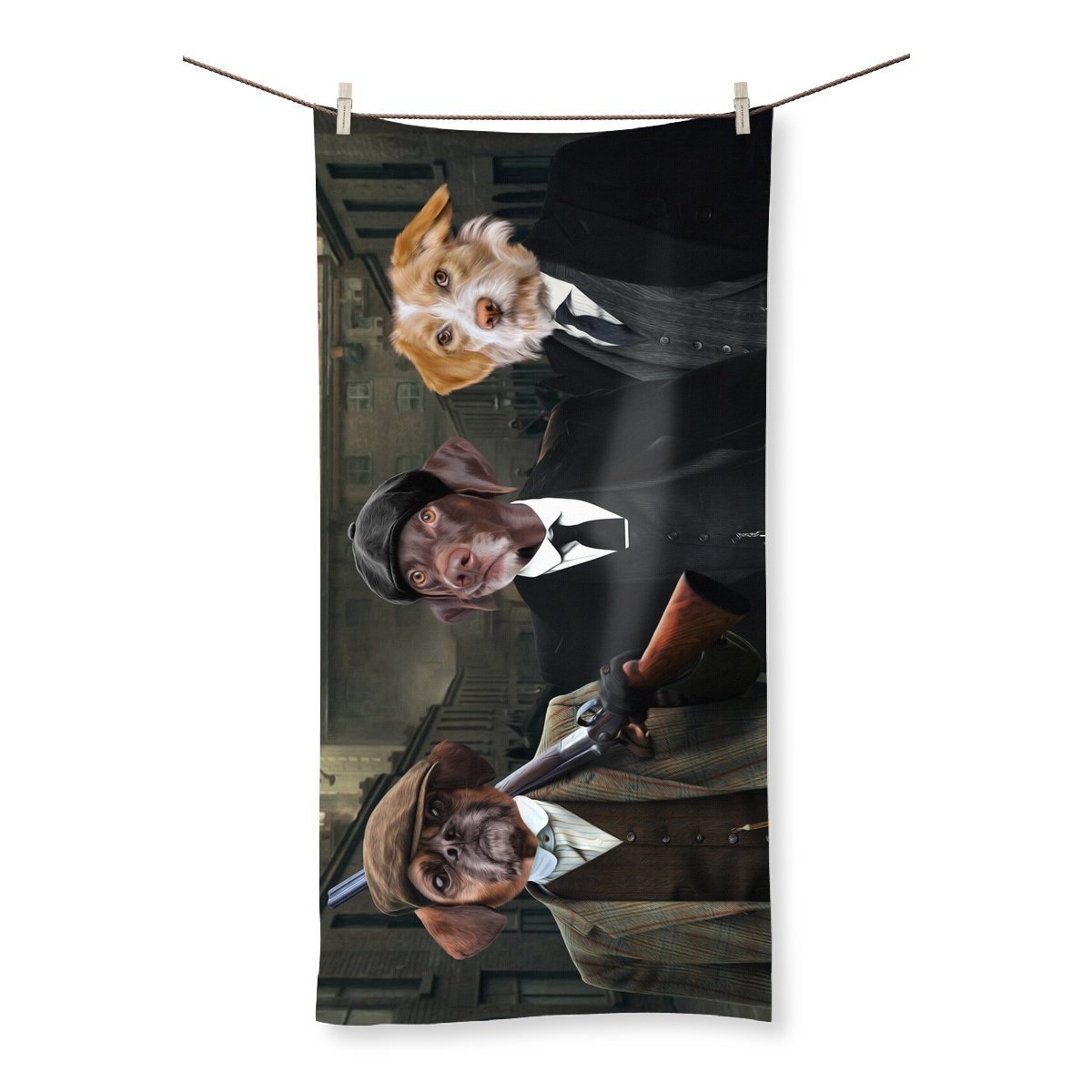 Pet Portraits | The 3 Brothers (Peaky Blinders Inspired): Custom Pet Towel | Paw & Glory