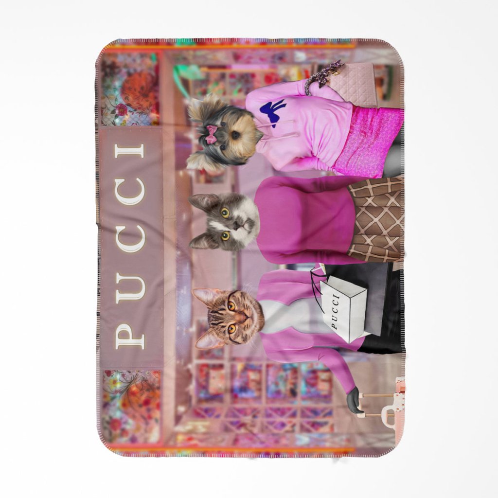 Pet Portraits | The 3 Mean Girls: Custom Pet Blanket | Paw & Glory
