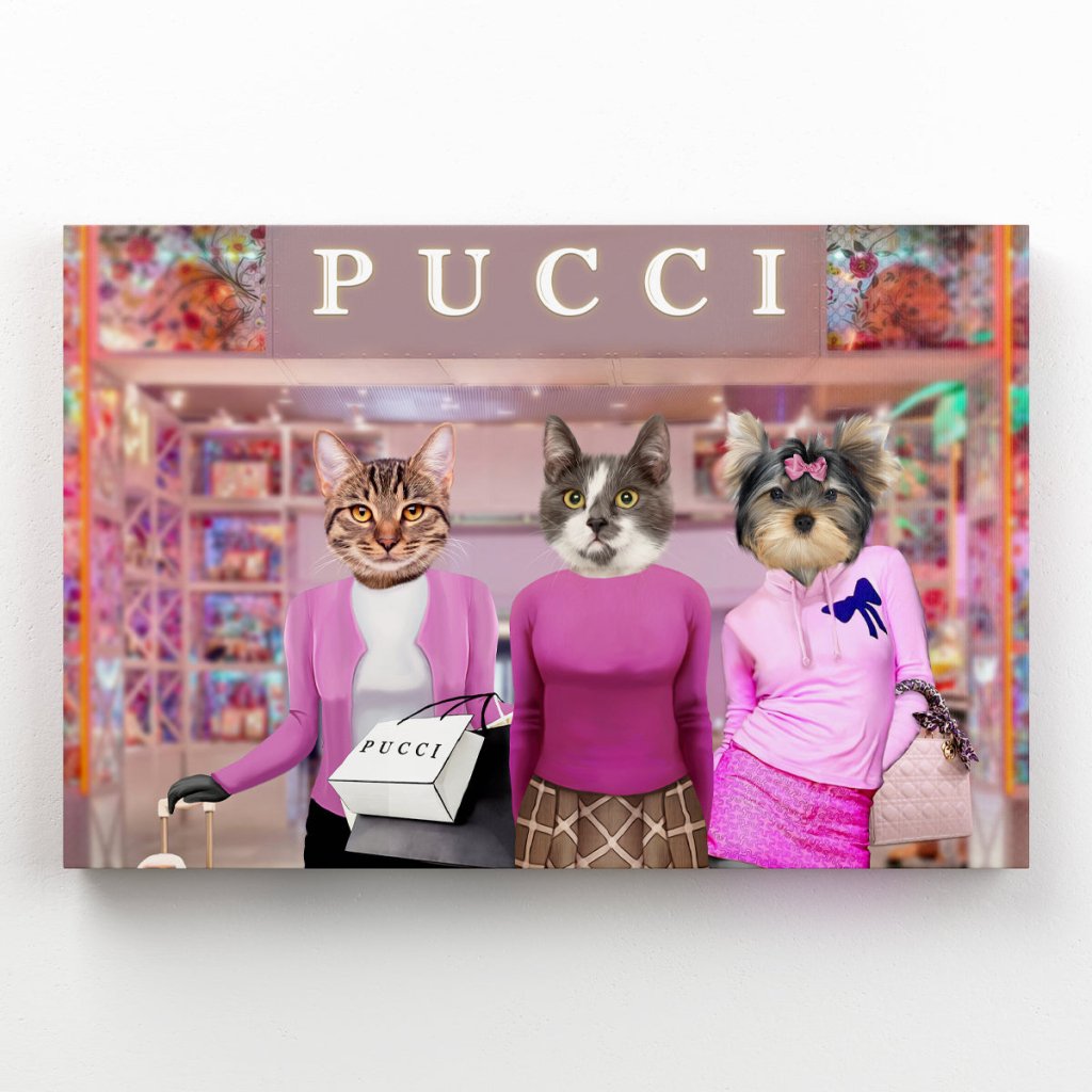 Pet Portraits | The 3 Mean Girls: Custom Pet Canvas | Paw & Glory