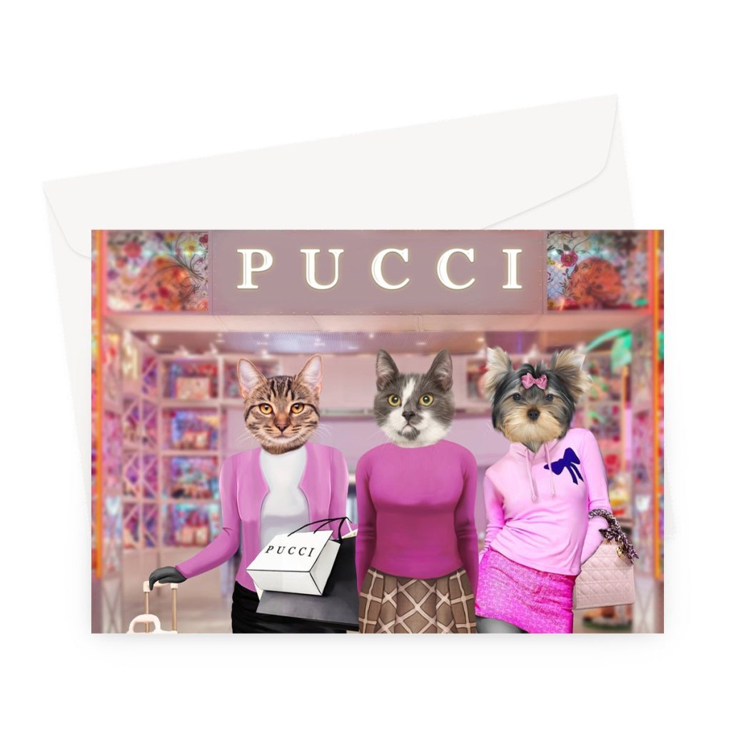 Pet Portraits | The 3 Mean Girls: Custom Pet Greeting Card | Paw & Glory