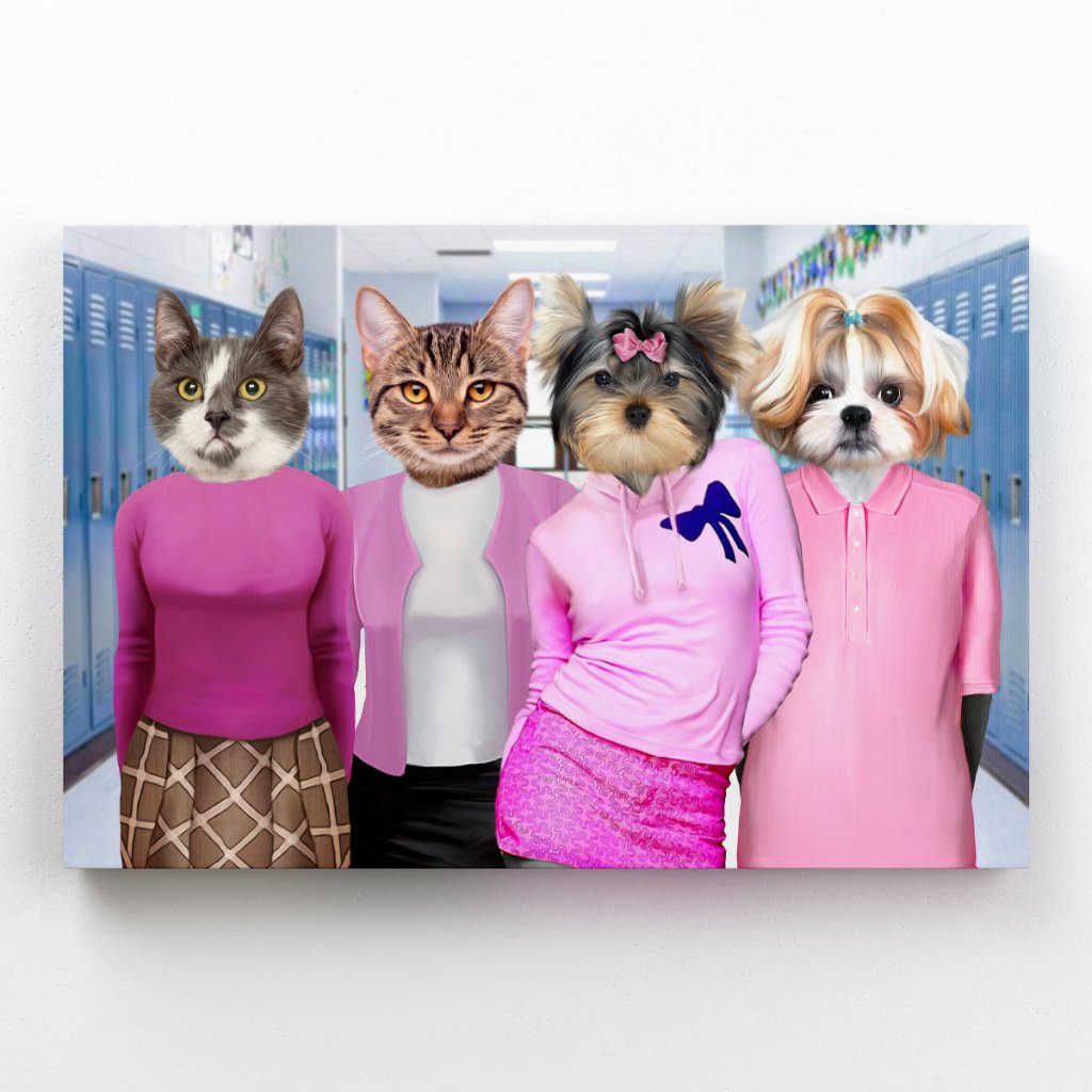 Pet Portraits | The 4 Mean Girls: Custom Pet Canvas | Paw & Glory