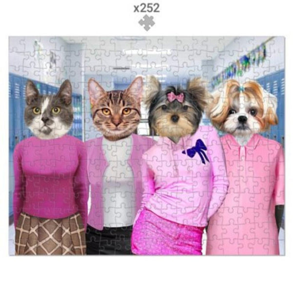 High School Clique Quartet Custom Pet Puzzle | Funny Pet Portrait | Paw & Glory