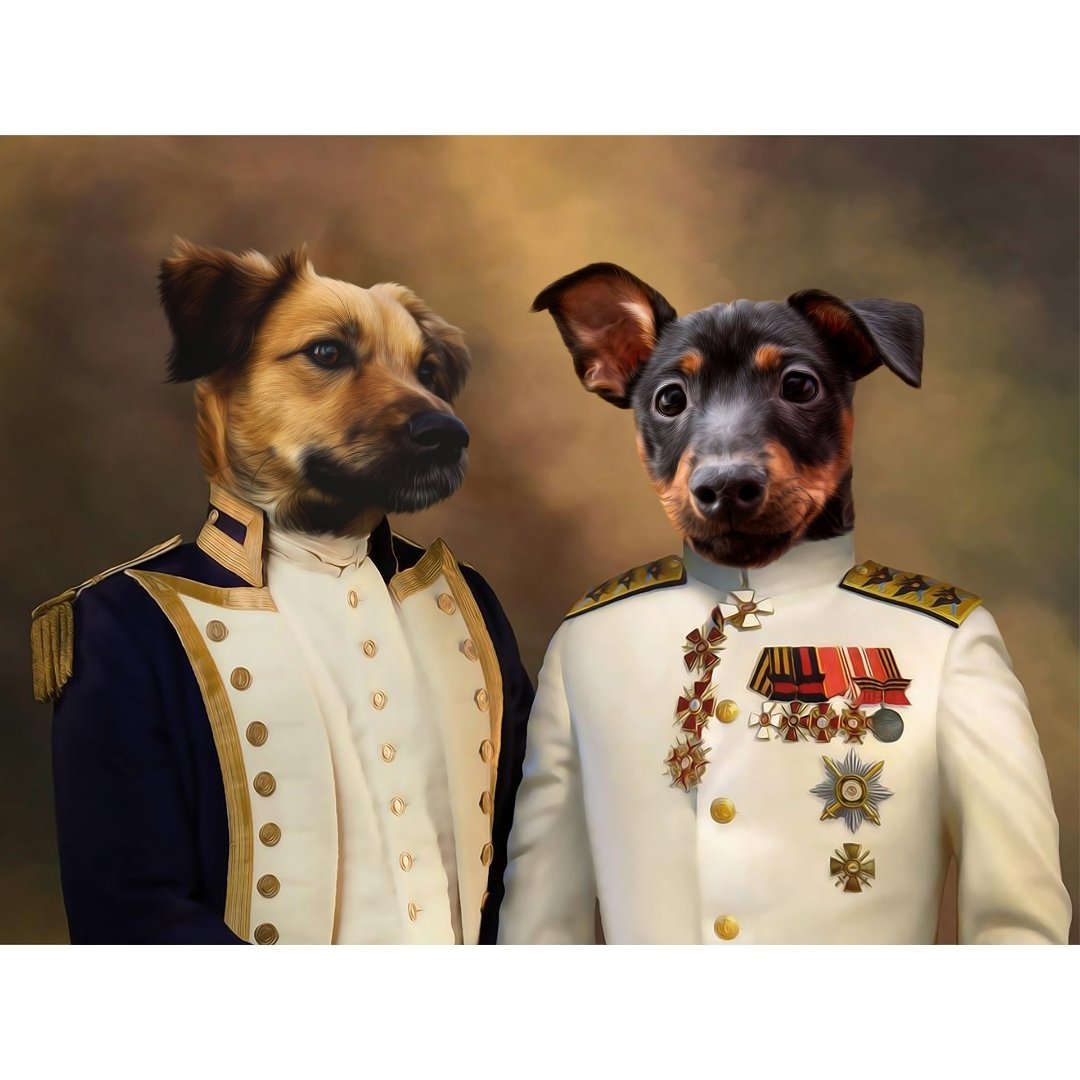 The Admiral & The Sergeant: Custom Digital Download Pet Portrait - Paw & Glory - Dog Portraits - Pet Portraits