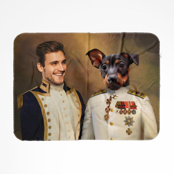 The Admiral & The Sergeant: Custom Pet & Owner Blanket | royal pet portrait | Paw & Glory