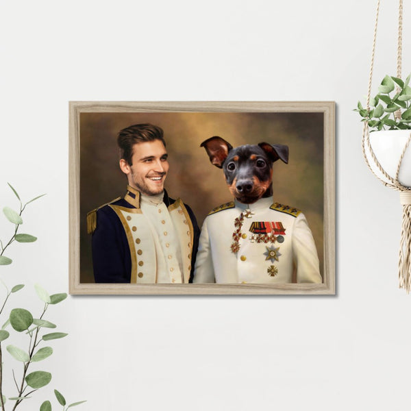 The Admiral & The Sergeant: Custom Pet & Owner Portrait | framed pet portrait | Paw & Glory
