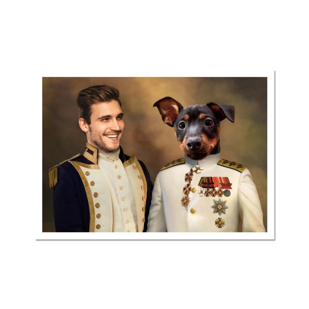 The Admiral & The Sergeant: Custom Pet & Owner Portrait - Paw & Glory - Dog Portraits - Pet Portraits