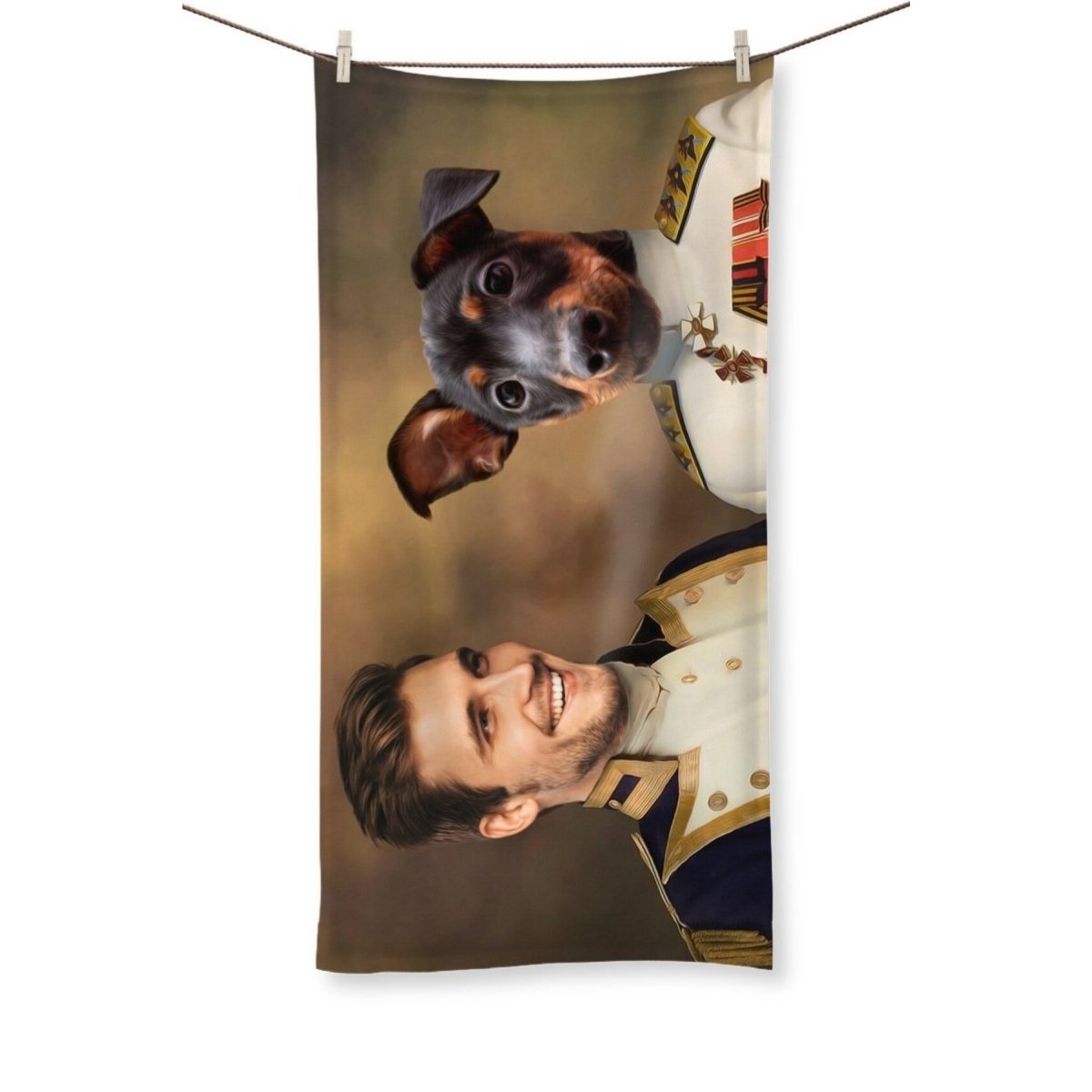 The Admiral & The Sergeant: Custom Pet & Owner Towel - Paw & Glory - Dog Portraits - Pet Portraits