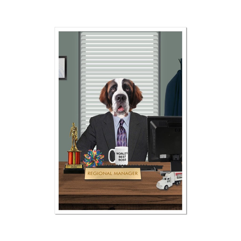 Office Showman Custom Pet Poster | Custom Pet Portrait Print | Paw & Glory