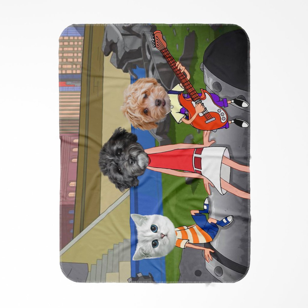 Pet Portraits | The Annoying Trio (Phineas & Ferb Inspired): Custom Pet Blanket | Paw & Glory