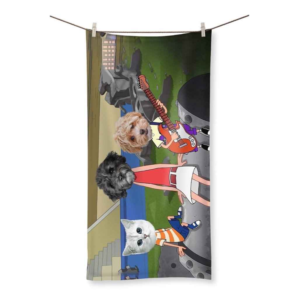 Pet Portraits | The Annoying Trio (Phineas & Ferb Inspired): Custom Pet Towel | Paw & Glory