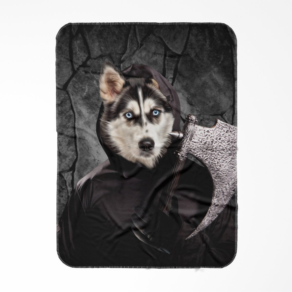 Pet Portraits | The Bark Reaper: Custom Pet Blanket | Paw & Glory
