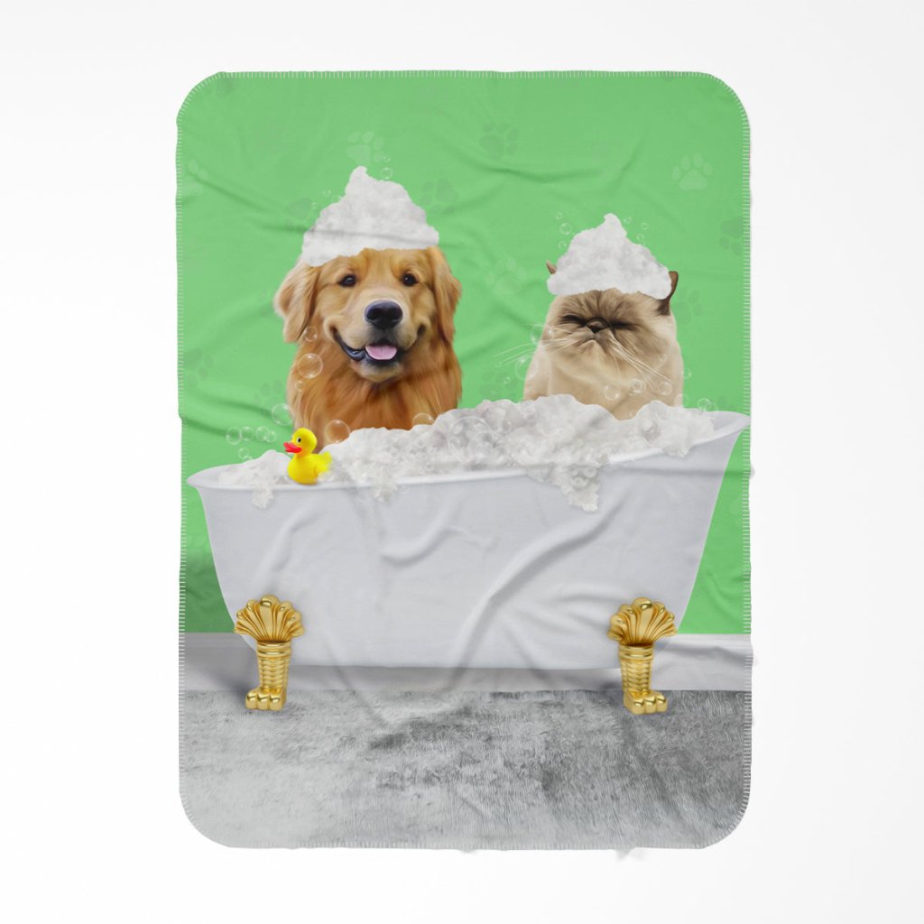 Pet Portraits | The Bath Tub: Custom 2 Pet Blanket | Paw & Glory