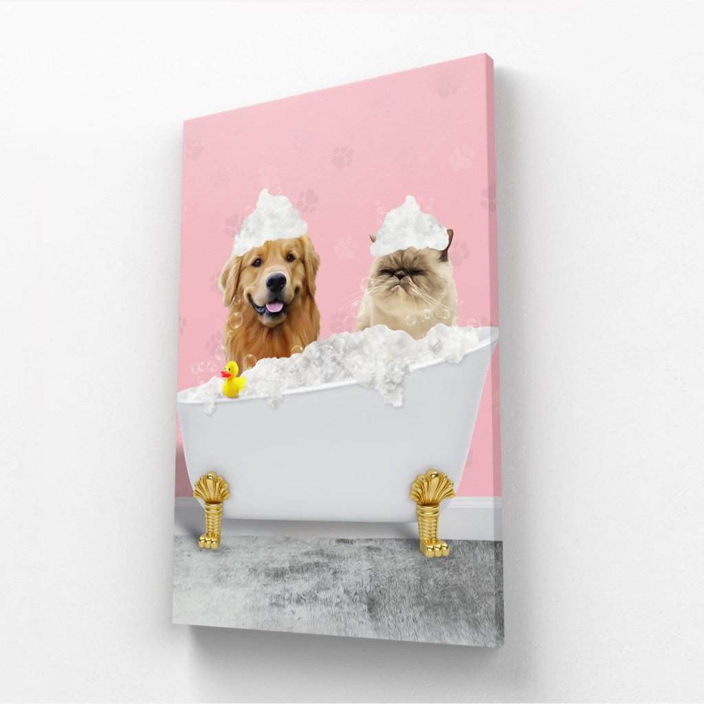 Pet Portraits | The Bath Tub: Custom 2 Pet Canvas | Paw & Glory