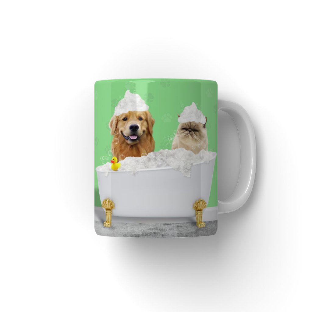 Pet Portraits | The Bath Tub: Custom 2 Pet Coffee Mug | Paw & Glory