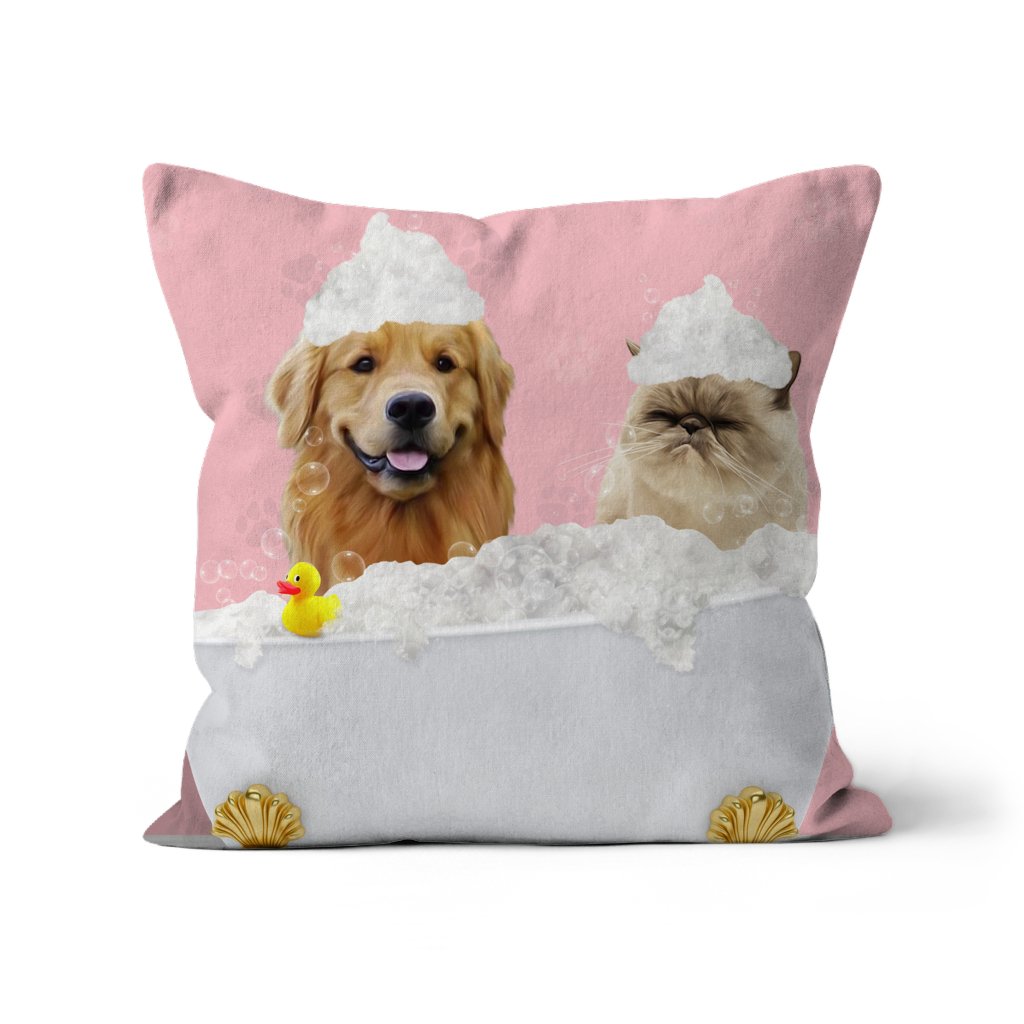 The Bath Tub: Custom 2 Pet Pillow - Paw & Glory - Dog Portraits - Pet Portraits