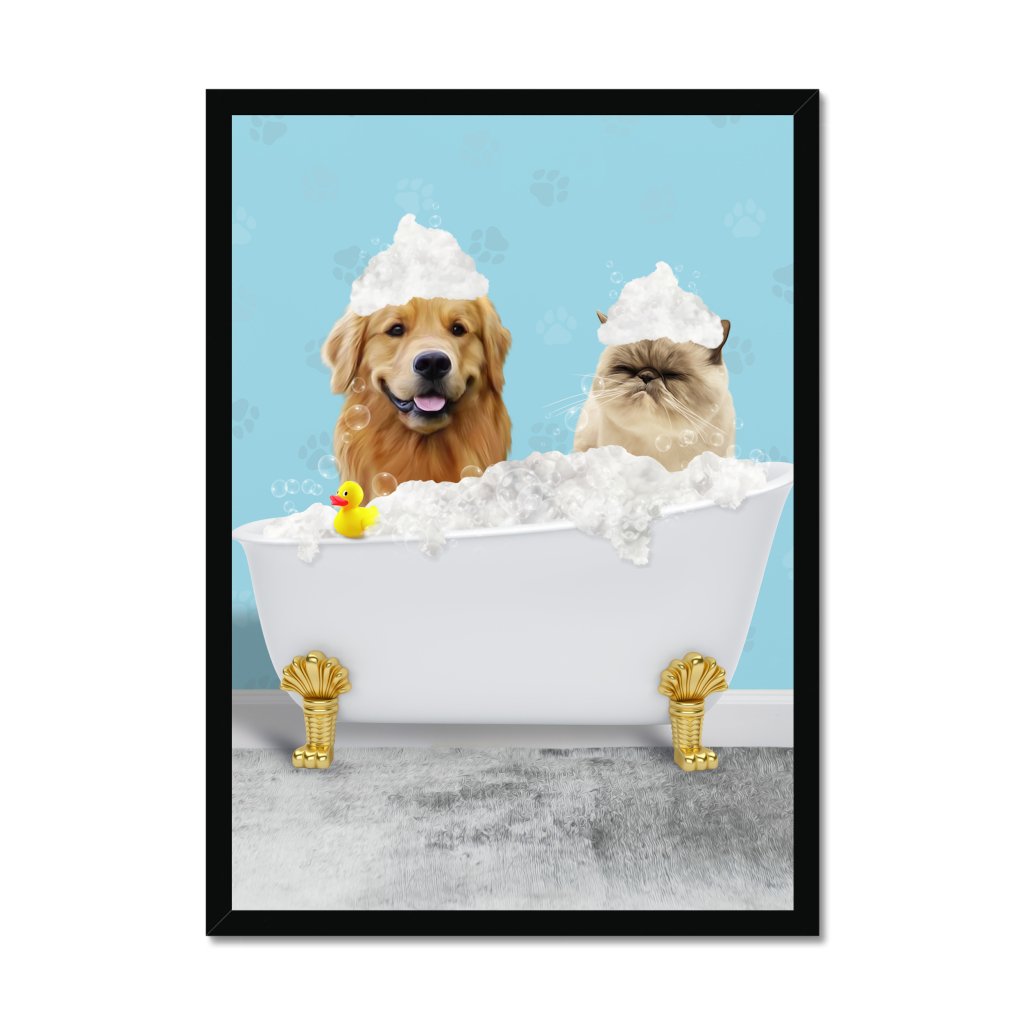 The Bath Tub: Custom 2 Pet Portrait - Paw & Glory - Dog Portraits - Pet Portraits