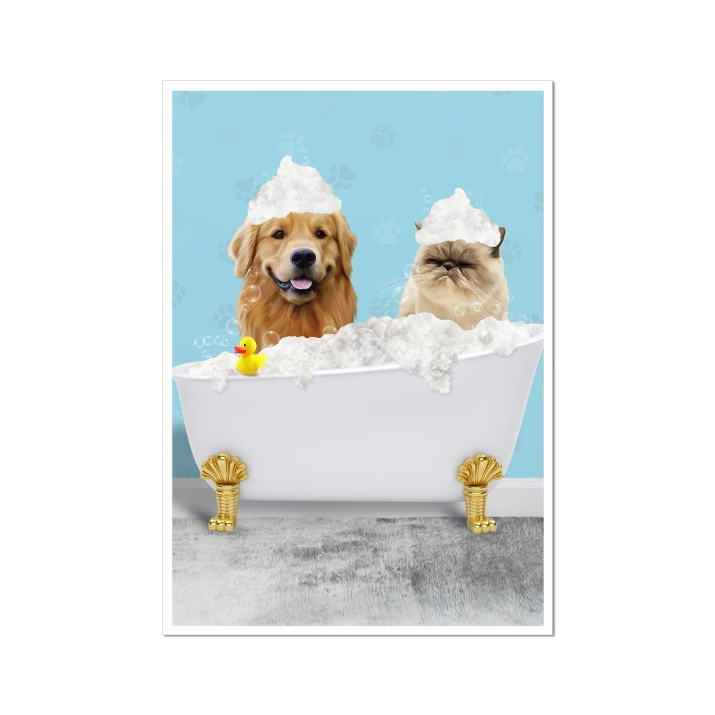 Pet Portraits | The Bath Tub: Custom 2 Pet Poster | Paw & Glory