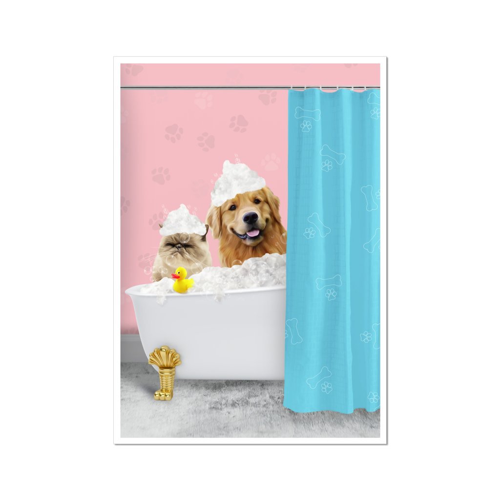 Pet Portraits | The Bath Tub: Custom 2 Pet Poster | Paw & Glory