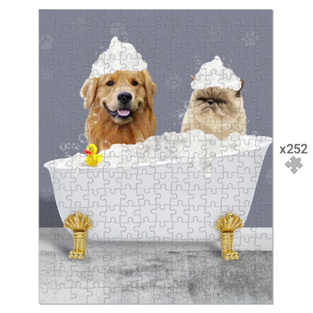 Pet Portraits | The Bath Tub: Custom 2 Pet Puzzle | Paw & Glory