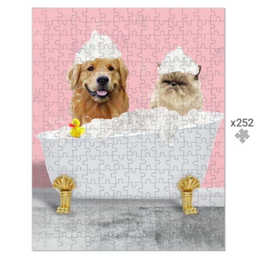 Pet Portraits | The Bath Tub: Custom 2 Pet Puzzle | Paw & Glory