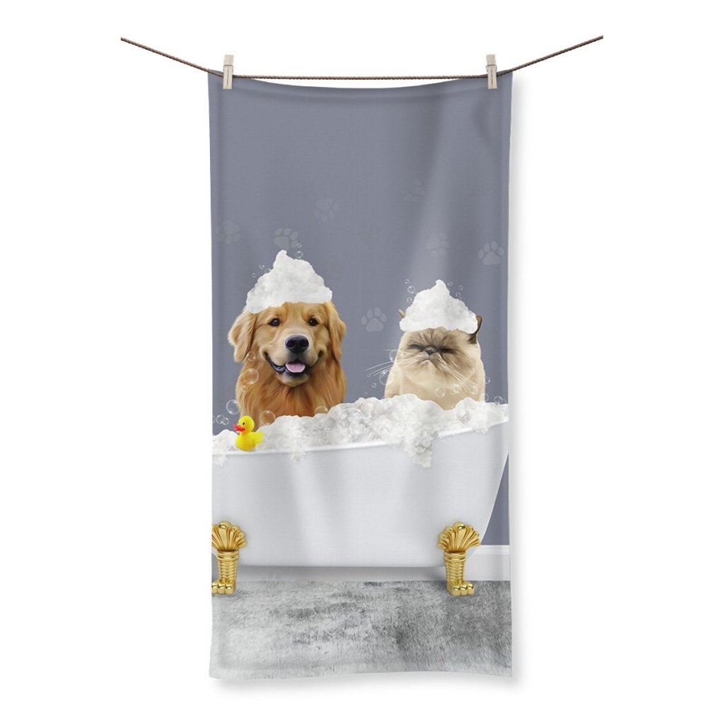 Pet Portraits | The Bath Tub: Custom 2 Pet Towel | Paw & Glory