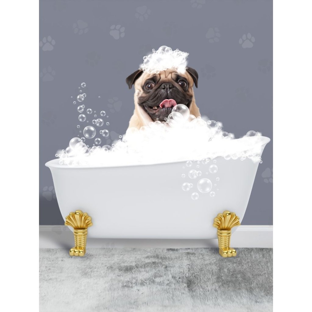 Pet Portraits | The Bath Tub: Custom Digital Download Pet Portrait | Paw & Glory