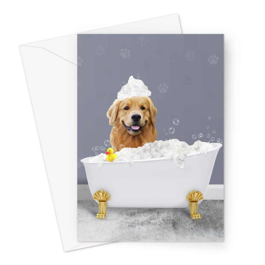Pet Portraits | The Bath Tub: Custom Pet Greeting Card | Paw & Glory