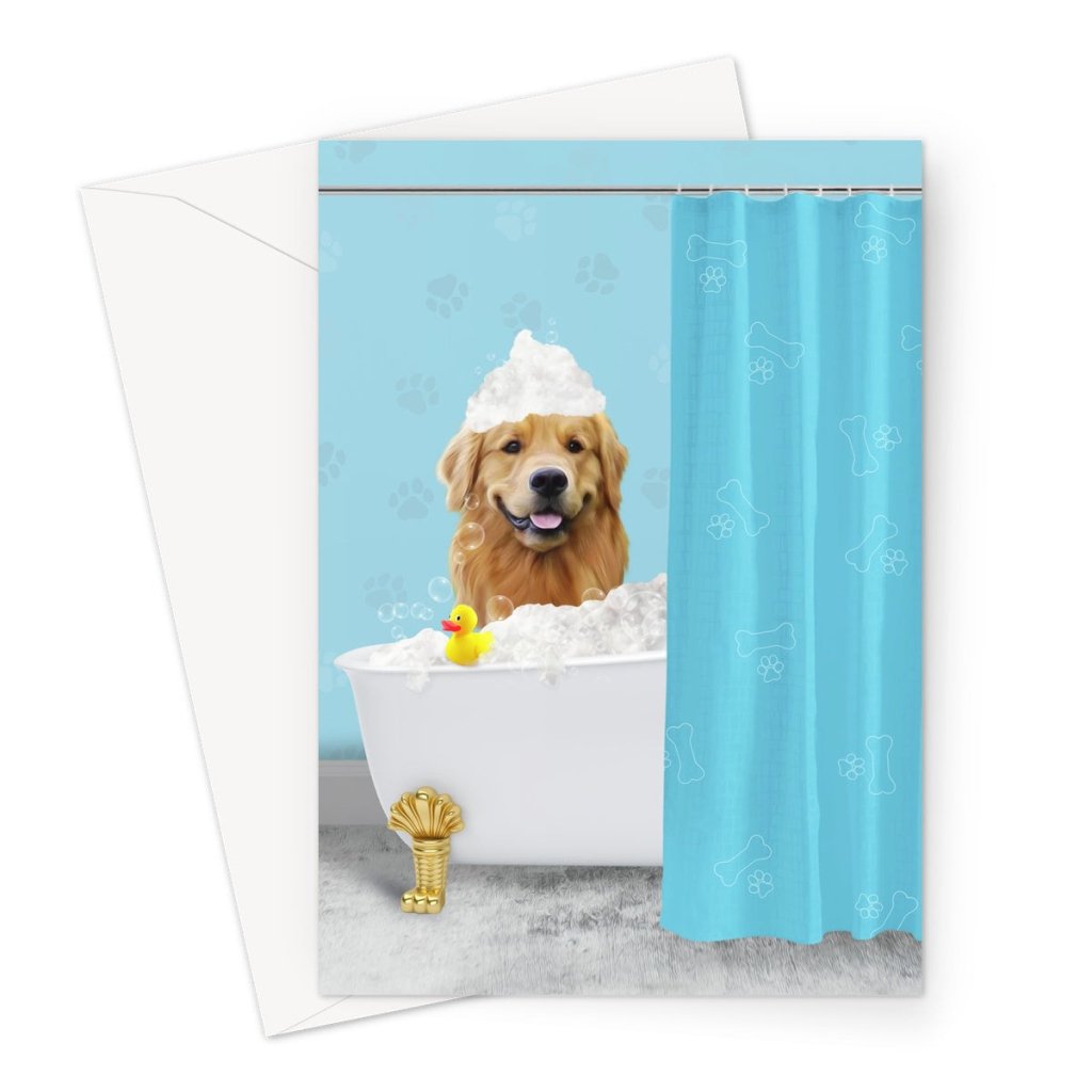 Pet Portraits | The Bath Tub: Custom Pet Greeting Card | Paw & Glory