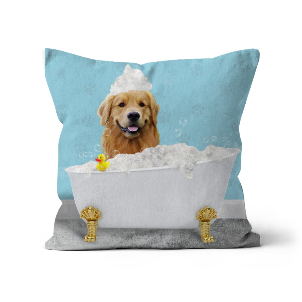 Pet Portraits | The Bath Tub: Custom Pet Pillow | Paw & Glory