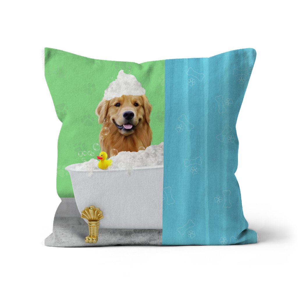 Pet Portraits | The Bath Tub: Custom Pet Pillow | Paw & Glory