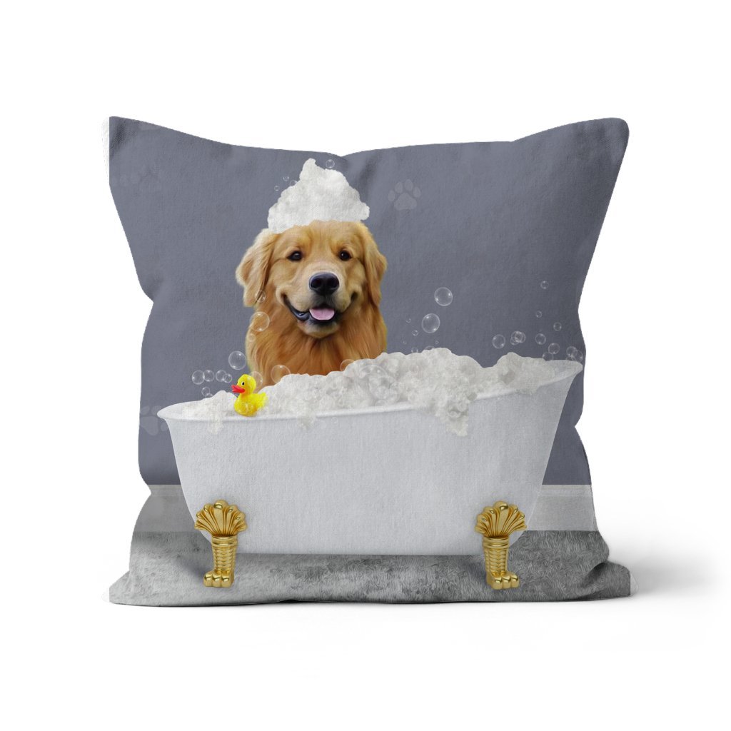 Pet Portraits | The Bath Tub: Custom Pet Pillow | Paw & Glory