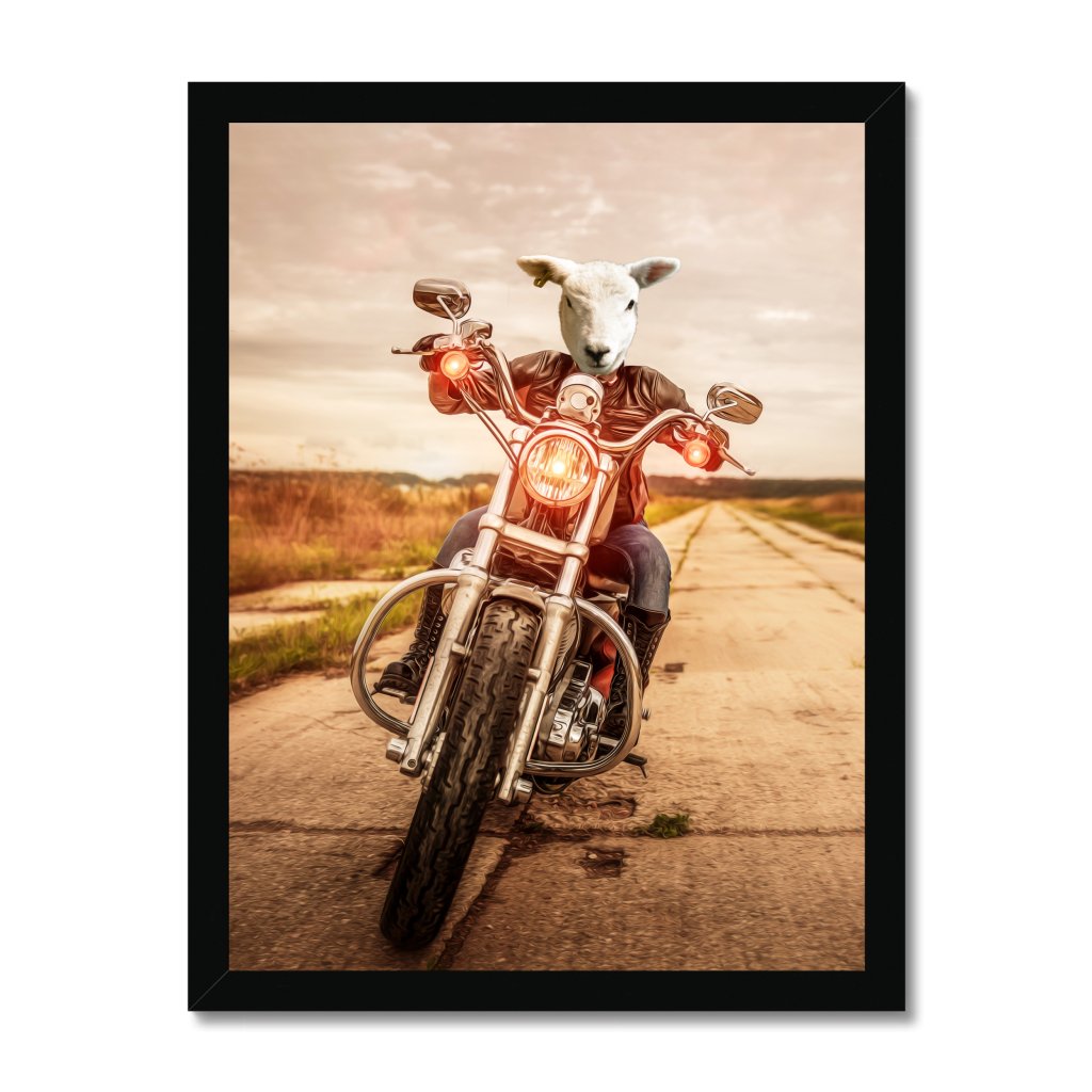 Pet Portraits | The Biker Chick: Animal Art Framed Portrait | Paw & Glory